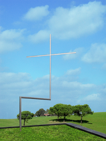 Il crocifisso che sormonta il Nuovo Santuario