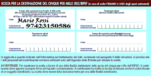 Visualizza il modulo del cinque per mille