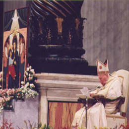 16 ottobre 2003 - Dono dell'Icona della Madonna del Divino Amore al Santo Padre per il suo 25° di Pontificato