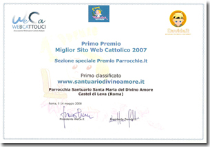 Primo premio 'Miglior sito web cattolico 2007' al Santuario del Divino Amore